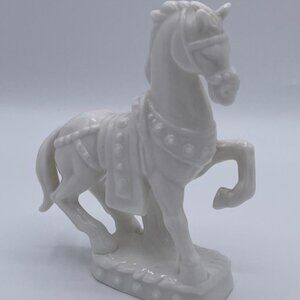 Vintage Ardalt Porcelain White Horse Figurine Made In Japan 5' tall